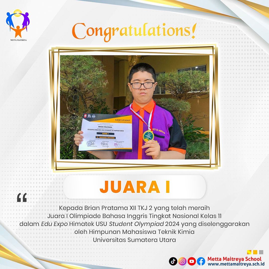 Prestasi Peserta Didik dalam Olimpiade Bahasa Inggris Tingkat Nasional Kelas 11 dalam EDU EXPO HIMATEK USU STUDENT OLYMPIAD 2024