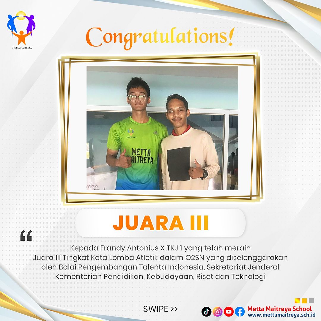 Prestasi Peserta Didik dalam Lomba Atletik dalam O2SN Tingkat Kota | SMK METTA MAITREYA