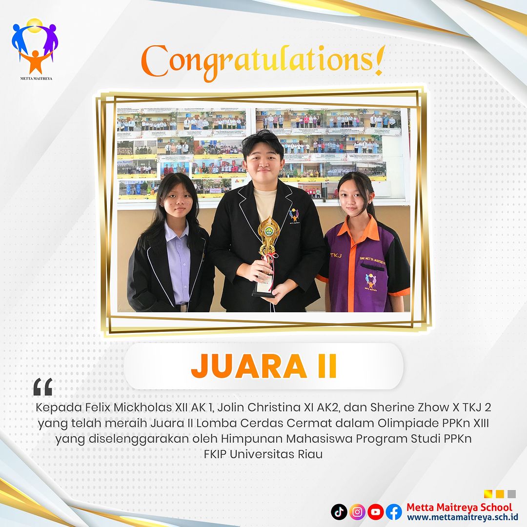Prestasi Peserta Didik dalam Lomba Cerdas Cermat dalam Olimpiade PPKn XIII | SMK METTA MAITREYA
