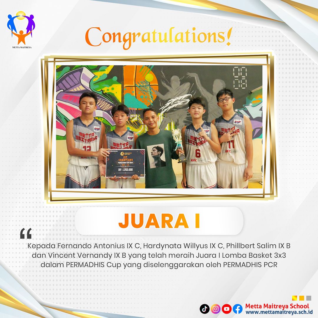 Prestasi Peserta Didik dalam Lomba Basket 3x3 dalam PERMADHIS Cup | SMP METTA MAITREYA